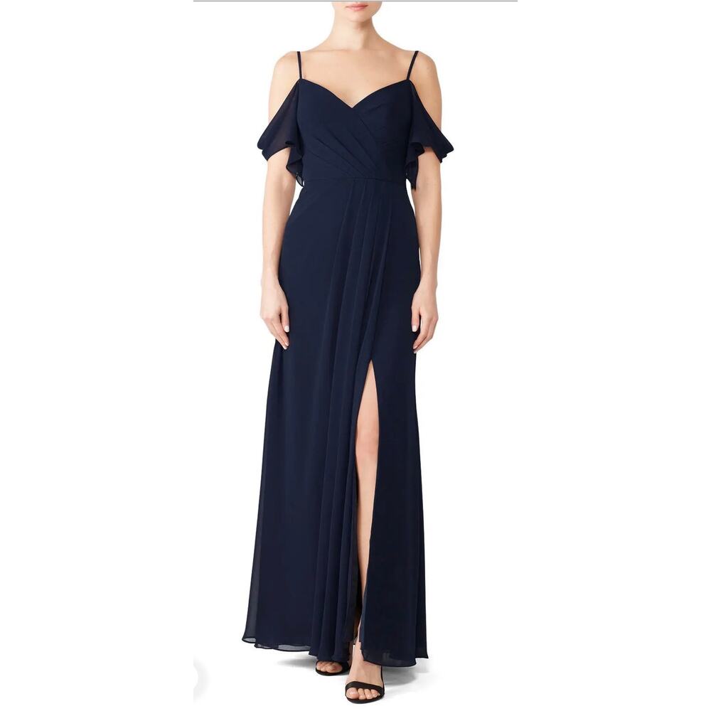 Watters & Watters Navy Chiffon Aldridge Gown 16W